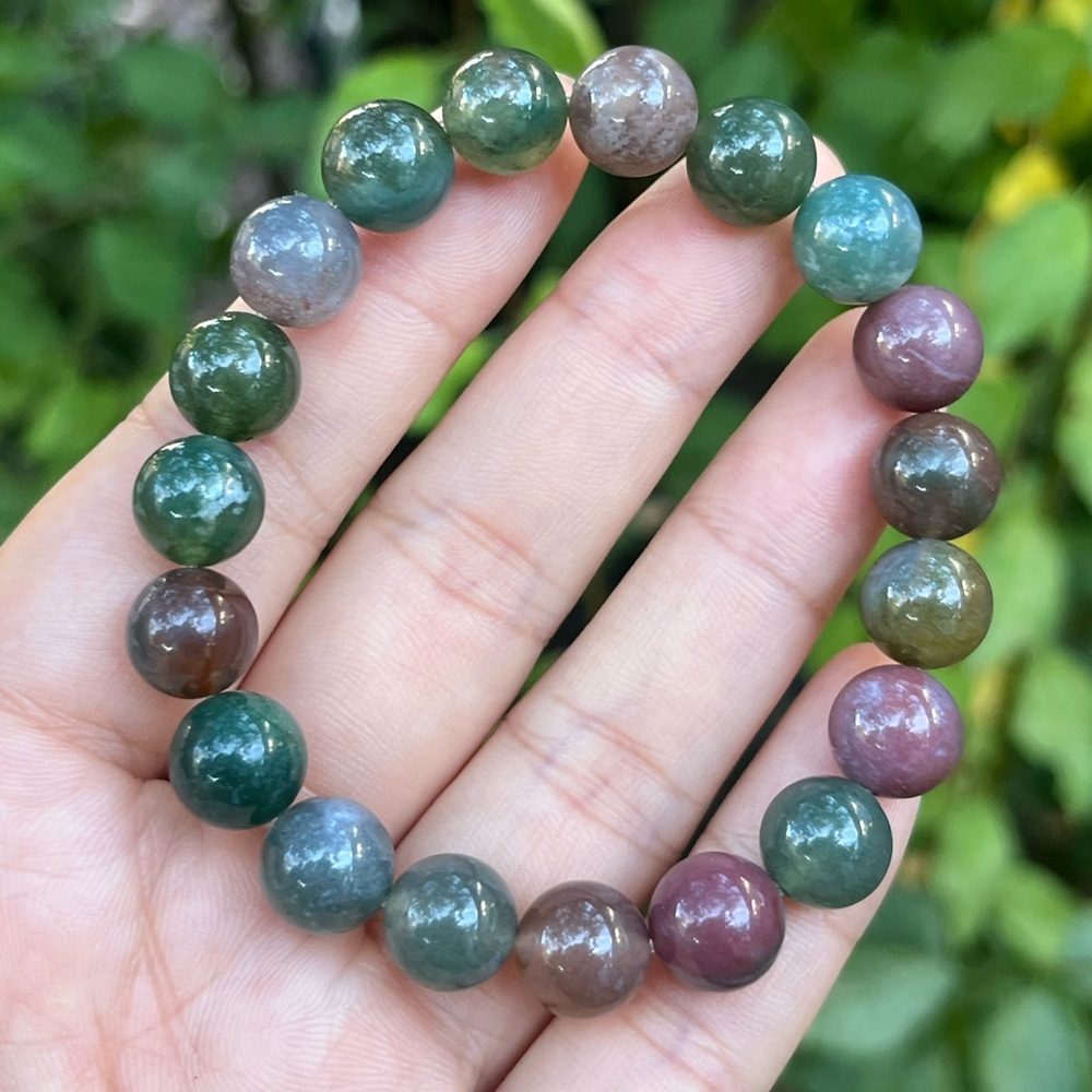10mm stretchable rainbow color moss agate bracelet - Picture 7 of 9